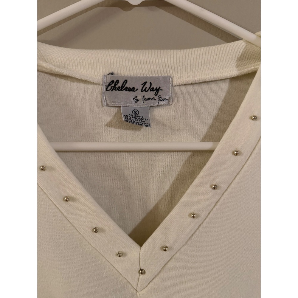 Chelsea Way By Jeri Rose Womens V Neck Top Embellished Stars Size S - Picture 3 of 5
